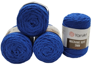 4 x 250 Gramm Kordelgarn YarnArt Macrame Rope 3mm, 1000 Gramm Häkelgarn mit Baumwolle und Viskose, Makramee Strickgarn